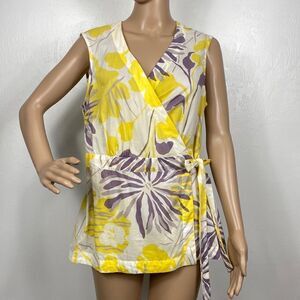 Great Plains Cotton Floral Print Sleeveless Wrap Top